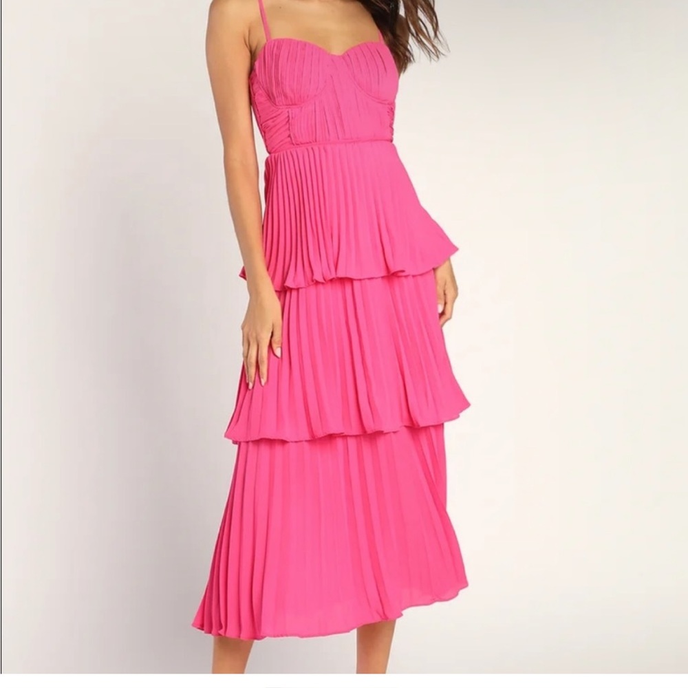 Lulu’s Pink Cascading Crush Tiered Dress